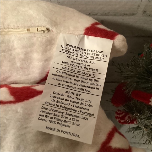 Docofil 20×20 2pk White Candy Cane Pillows - Picture 7 of 7